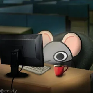 🤵‍♂ a7489005 @cesdy mysz, komputer, kawa, zmęczony, praca, kreskówka telegram sticker