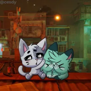 ☹ b2808863 kot, słodki, kreskówka, naklejka, animacja, sztuka cyfrowa, zwierzęta telegram sticker