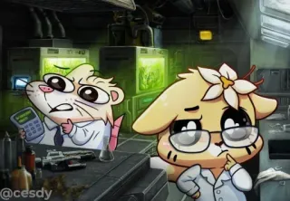 👨‍🔬 b32189ee @cesdy zwierzę, kreskówka, laboratorium, naukowiec, okulary telegram sticker