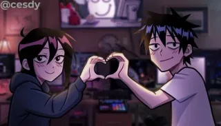 ❤️ da80e389 Anime, Para, Serce, Kreskówka, Miłość, Słodkie telegram sticker