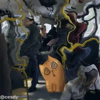 😵‍💫 fc6b796e @cesdy kot, kreskówka, autobus, siedzący, pomarańczowy, stylizowany telegram sticker