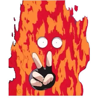 ๐ฅ 317990cc fire, cartoon, peace sign, flames, orange, anime telegram sticker