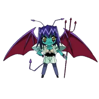 ๐น 95651c00 anime, demon, wings, pitchfork, purple hair, chibi telegram sticker