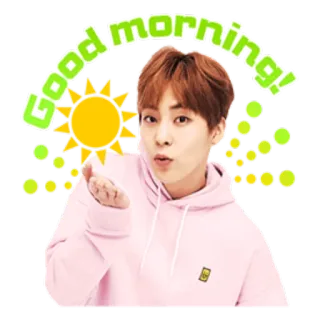 ☀️ b86c216c Good Morning! おはよう, KPOP, アイドル, 太陽, 挨拶, 人 telegram sticker
