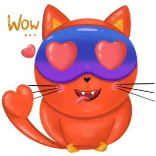 😍 3466657f Wow mèo, tình yêu, mắt trái tim, hoạt hình, nhãn dán, dễ thương telegram sticker