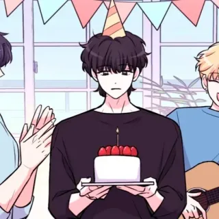 📹 1ec12930 cumpleaños, celebración, tarta, fiesta, anime, manga, dibujos animados whatsapp sticker