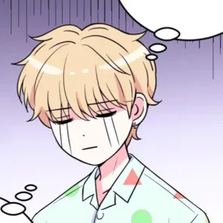 📹 60054286 Anime, Manga, Dibujo animado, Pensando, Pelo rubio, Triste, Confundido whatsapp sticker