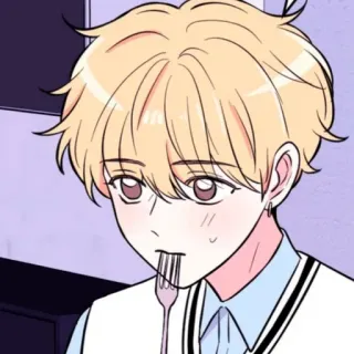 📹 bf469eb9 anime, dibujos animados, comiendo, tenedor, niño whatsapp sticker