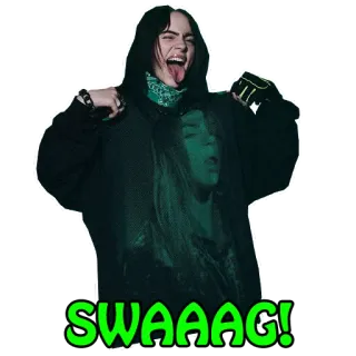 😎 266374ed Billie Eilish SWAAAG! Billie Eilish, piosenkarka, muzyka, swag, celebrytka, gwiazda pop telegram sticker