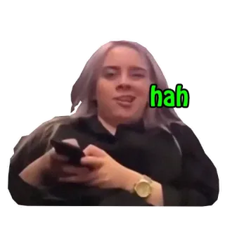 😏 70bf4847 hah Meme, śmieszne, haha, śmiech, Billie Eilish telegram sticker