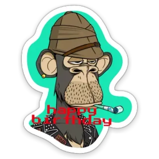 😂 1d105a52 happy birthday aap, verjaardag, hoed, cartoon telegram sticker