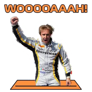 🏎 49ebf236 WOOOAAAH! piloto de corrida, celebração, vitória, fórmula 1, esportes, sucesso telegram sticker