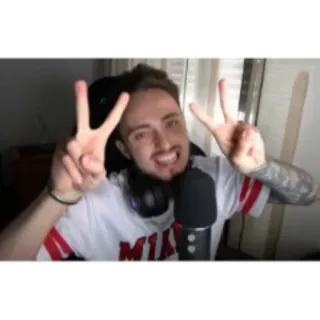 🤘 ad124561 MIAMI ผู้ชาย, สัญลักษณ์สันติภาพ, หูฟัง, รอยสัก telegram sticker