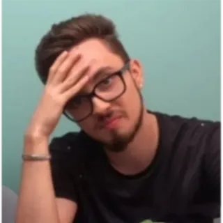 😦 b07cb4ab ผู้ชาย, แว่นตา, ภาพเหมือน, สีหน้า telegram sticker