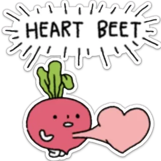 😍 60954f35 HEART BEET Rübe, Herz, Wortspiel, Gemüse, Cartoon whatsapp sticker