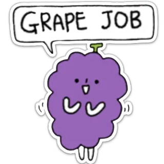 👍 75ab70af GRAPE JOB Traube, Frucht, Wortspiel, Beruf, süß, Cartoon whatsapp sticker