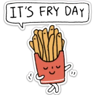 😸 866572cf IT'S FRY DAY Pommes, Essen, Freitag, Cartoon, süß whatsapp sticker