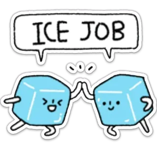 👍 b97cbf6d ICE JOB Eiswürfel, High Five, Eis, Cartoon whatsapp sticker