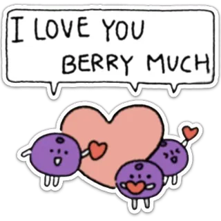 ❤ fe0af946 I LOVE YOU BERRY MUCH Beeren, Liebe, Herz, süß, Cartoon whatsapp sticker