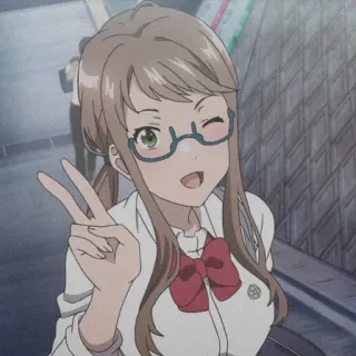 ✌️ 017e4ff8 Anime, Chica, Signo de la paz, Dibujo animado, Uniforme escolar telegram sticker