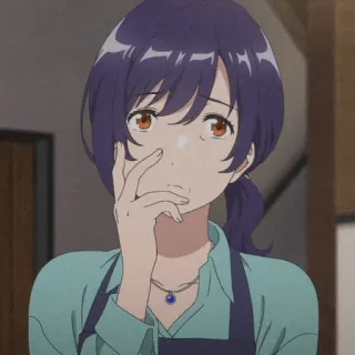 🤔 ca347f90 anime, mujer, preocupada, pensando, personaje telegram sticker