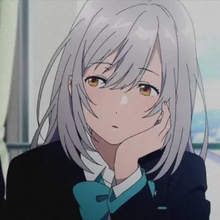 😒 d4323d3d anime, chica, linda, uniforme escolar, pelo largo, femenino telegram sticker