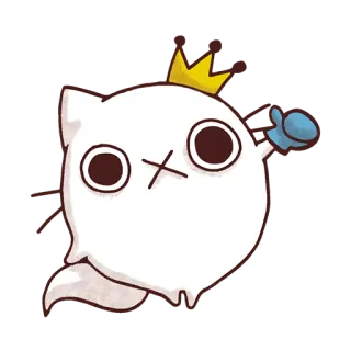 👍 64c65774 gato, rey, corona, lindo, dibujos animados, fantasma, blanco telegram sticker