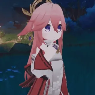 😯 4519b184 Yae Miko Genshin Impact Аниме, Игра, Genshin Impact, Яэ Мико, Милый, Чиби, Мультфильм telegram sticker