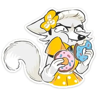 🍩 3865f79e volpe, cartone animato, ciambella, cibo, carino, animale, dolce, dolci telegram sticker