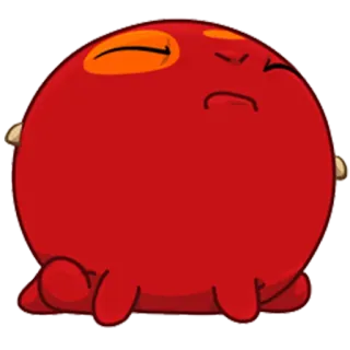 😖 fe82c1e2 红色, 橙色, 生物, 卡通, 角色, 困倦的 telegram sticker