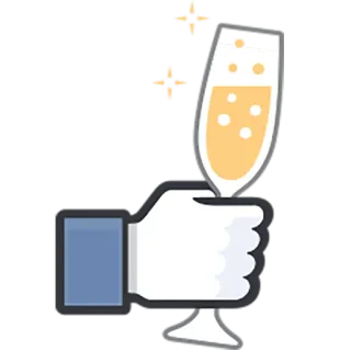 🍸 4a99e0a6 손, 엄지 척, 페이스북, 소셜 미디어, 축하, 건배, 음료, 유리잔 telegram sticker