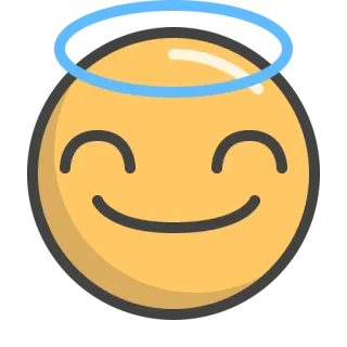 😇 61aab4ab Emoji, Uśmiech, Halo, Anioł, Słodki, Szczęśliwy, Kreskówka, Żółty telegram sticker