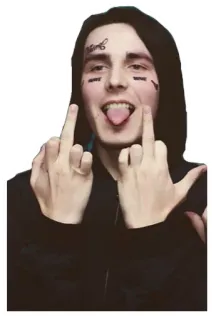 🖕 6b86a4fe 가운데 손가락, 불쾌한 제스처, 인물 사진, 후드티, 얼굴 문신 telegram sticker