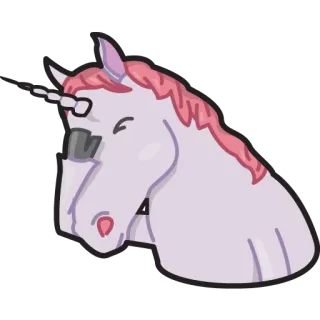😑 9b0401ec 独角兽, 眼镜, 卡通, 动物, 可爱 telegram sticker