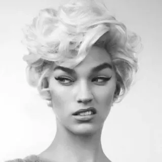 😒 a6ca4b26 ผู้หญิง, ภาพเหมือน, ขาวดำ, ใบหน้า, ผม, คน, นางแบบ telegram sticker