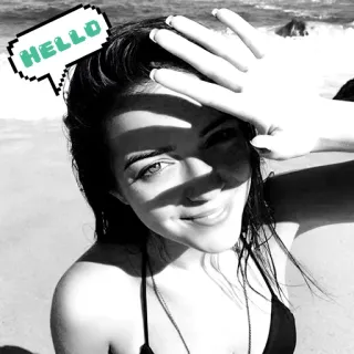 🙋 ff1e5e31 HELLO สวัสดี, ทักทาย, ชายหาด, ผู้หญิง telegram sticker