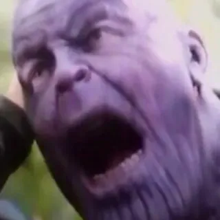 😧 bc1b7261 Thanos Avengers 타노스, 마블, 악당, 화난, 밈 telegram sticker