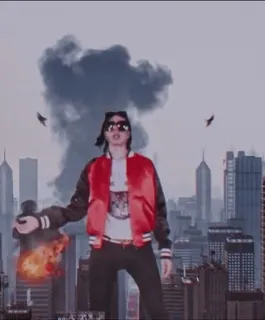 🖕 009cc1e3 explosion, city, disaster, fire, urban telegram sticker