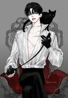 🚬 61d2adc8 Anime, Gatto Nero, Cicatrici, Maschio, Gotico, Oscuro, Illustrazione telegram sticker