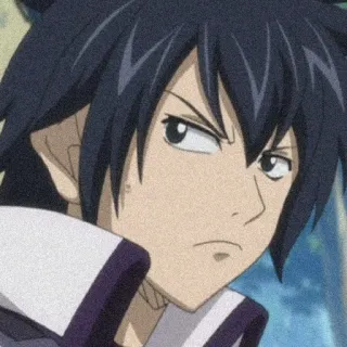 😕 395e0682 Gray Fullbuster Fairy Tail 애니메이션, 만화, 그레이 풀버스터, 페어리 테일, 마법사, 얼음 마법, 진지한 telegram sticker