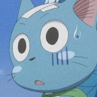 😨 7360d675 Happy Fairy Tail 애니메이션, 페어리 테일, 해피, 고양이, 파란 고양이, 만화 telegram sticker