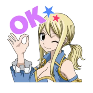 👍 84ee8871 Lucy Fairy Tail OK anime, ok, lucy, fairy tail, sticker telegram sticker