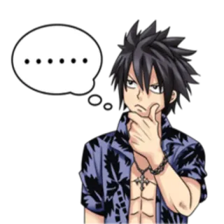 🤔 b7b4c926 Gray Fullbuster Fairy Tail anime, fairy tail, gray fullbuster, thinking, cartoon telegram sticker