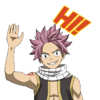 👋 c4081837 Natsu Dragneel Fairy Tail Hi! anime, Natsu, Fairy Tail, hello, greeting telegram sticker
