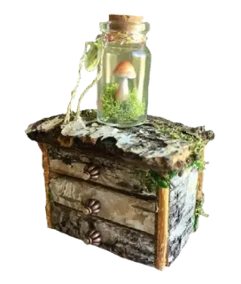 🪵 5dcbcc82 tí hon, tủ đựng đồ, nấm, thiên nhiên, rêu, rừng, trang trí, thủ công telegram sticker