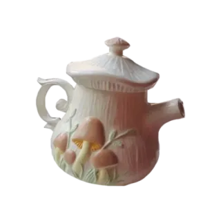 🫖 dc2ac4c5 ấm trà, nấm, gốm sứ, nhà bếp, bộ đồ ăn, dễ thương, kỳ quặc telegram sticker