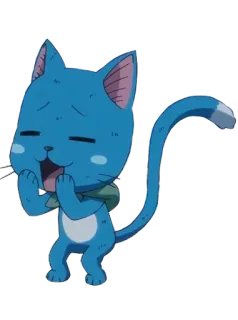 😂 6597d2fc Happy Fairy Tail chat, animé, bleu, mignon, joyeux, Fairy Tail telegram sticker