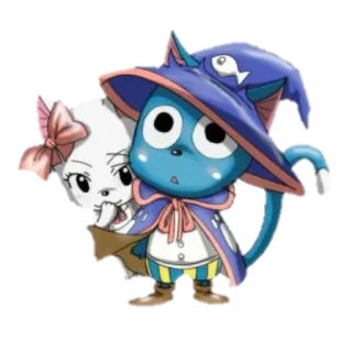 😳 7cb943de Happy Fairy Tail fairy tail, happy, anime, cartoon, cat, cute, magic whatsapp sticker