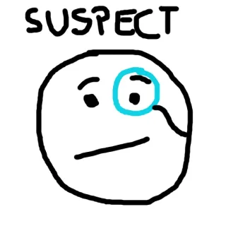 🧐 2688dd23 SUSPECT подозрительный, монокль, смешной, мультфильм, мем telegram sticker