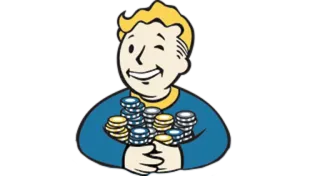 💰 4d67a4d8 Vault Boy Fallout fallout, vault boy, วิดีโอเกม, เหรียญ, ขยิบตา telegram sticker